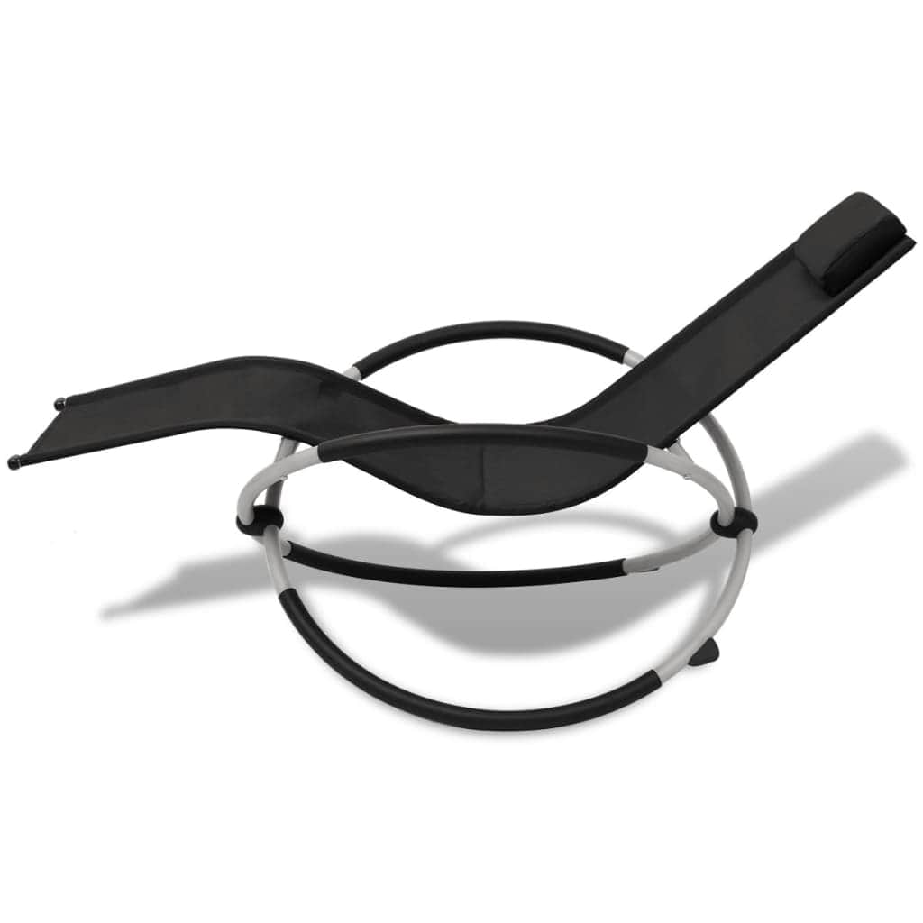 Outdoor Geometrical Sun Lounger Steel Black and Grey - Simple deals