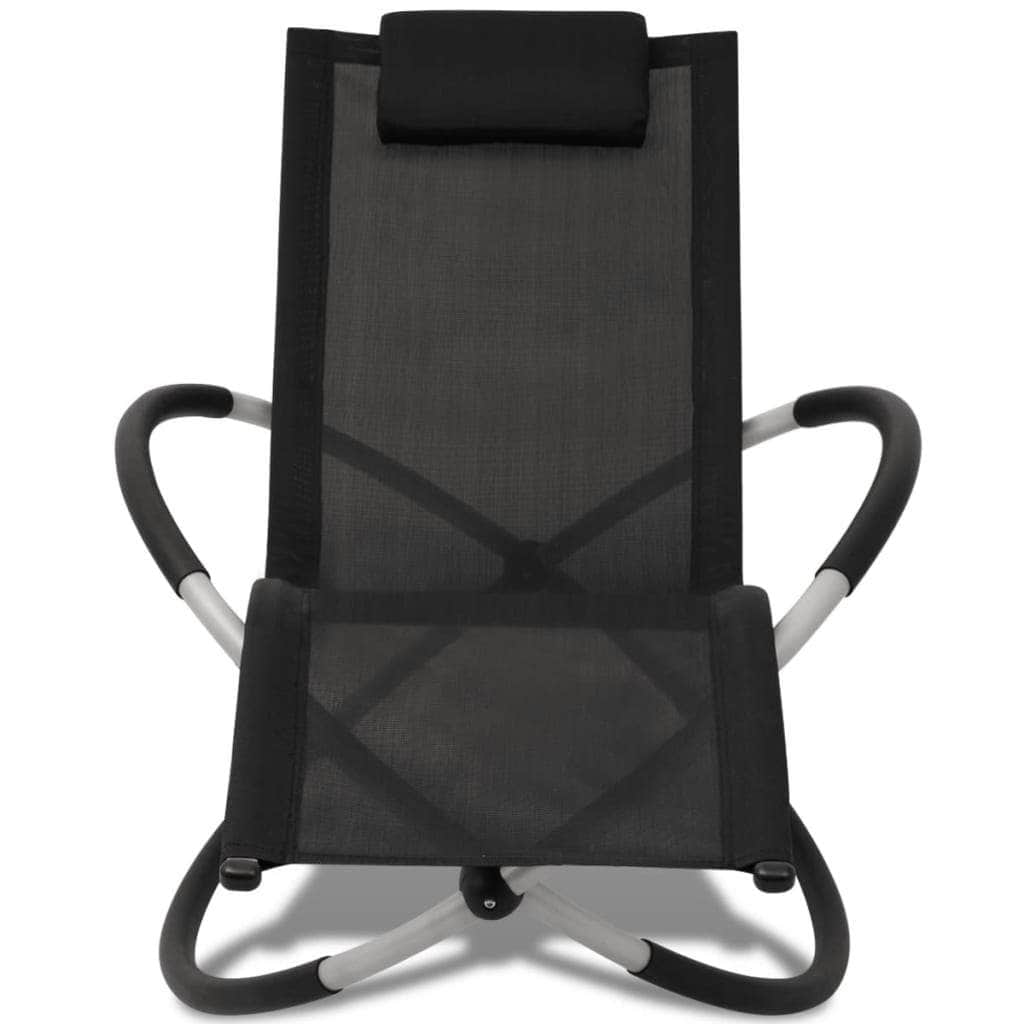 Outdoor Geometrical Sun Lounger Steel Black and Grey - Simple deals