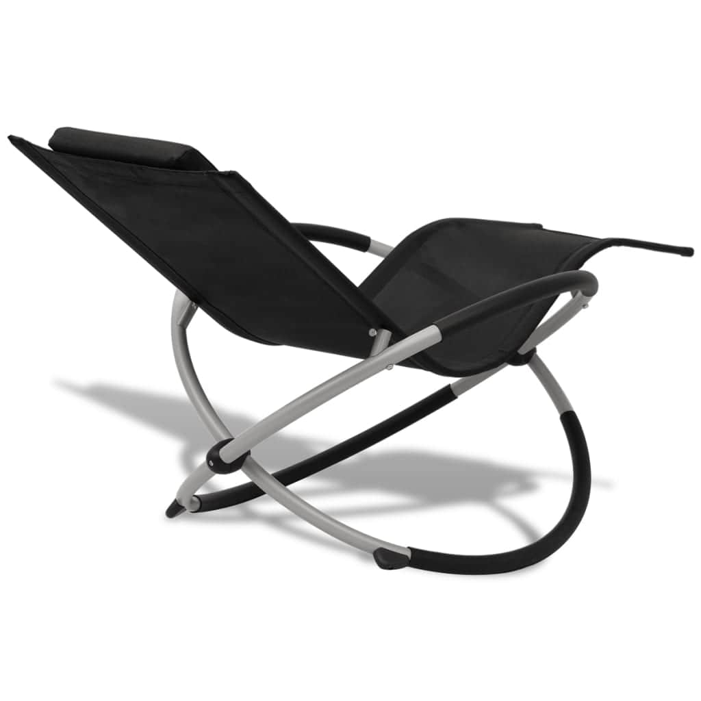 Outdoor Geometrical Sun Lounger Steel Black and Grey - Simple deals
