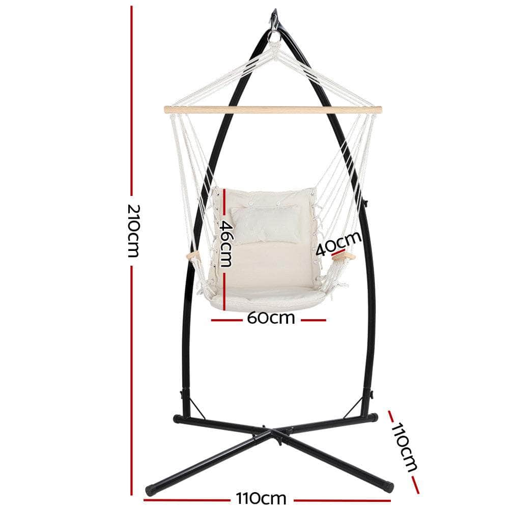 Outdoor Hammock Chair With Steel Stand Hanging Hammock Beach Cream