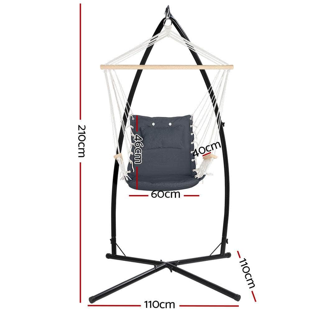 Outdoor Hammock Chair With Steel Stand Hanging Hammock Beach Grey