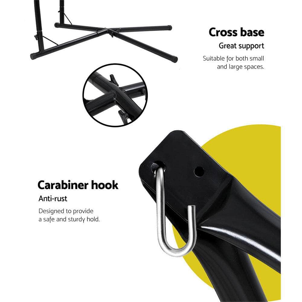 Outdoor Hammock Chair with Steel Stand Tassel Hanging Rope Hammock Cream