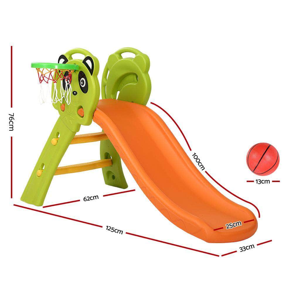 Outdoor Kids Slide Basketball Play Set Orange