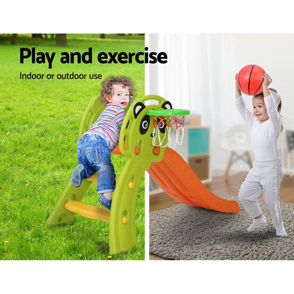 Outdoor Kids Slide Basketball Play Set Orange