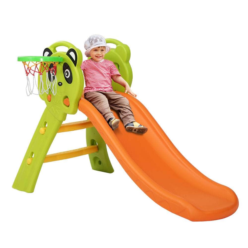 Outdoor Kids Slide Basketball Play Set Orange