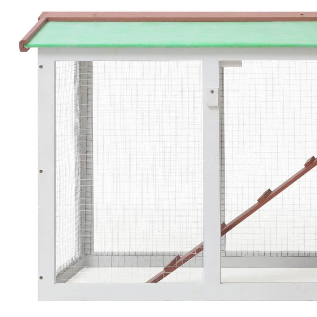 Outdoor Large Rabbit Hutch Brown and White Wood