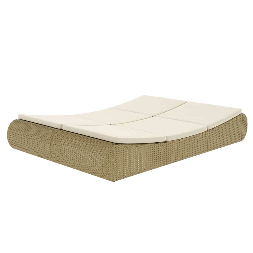 Outdoor Lounge Bed Poly Rattan Beige
