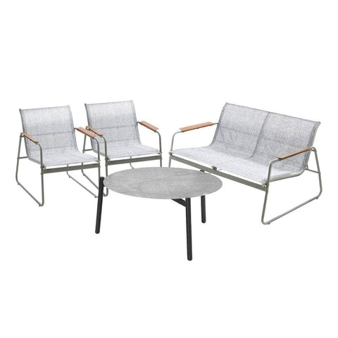 Outdoor Lounge Set 4 Seater Patio Chairs 70cm Grey Table