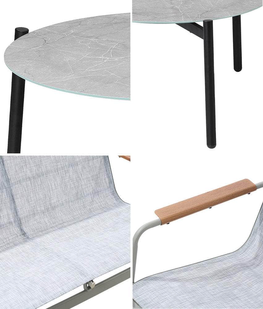 Outdoor Lounge Set 4 Seater Patio Chairs 70cm Grey Table