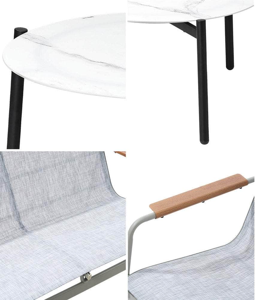 Outdoor Lounge Set 4 Seater Patio Chairs 70cm White Table