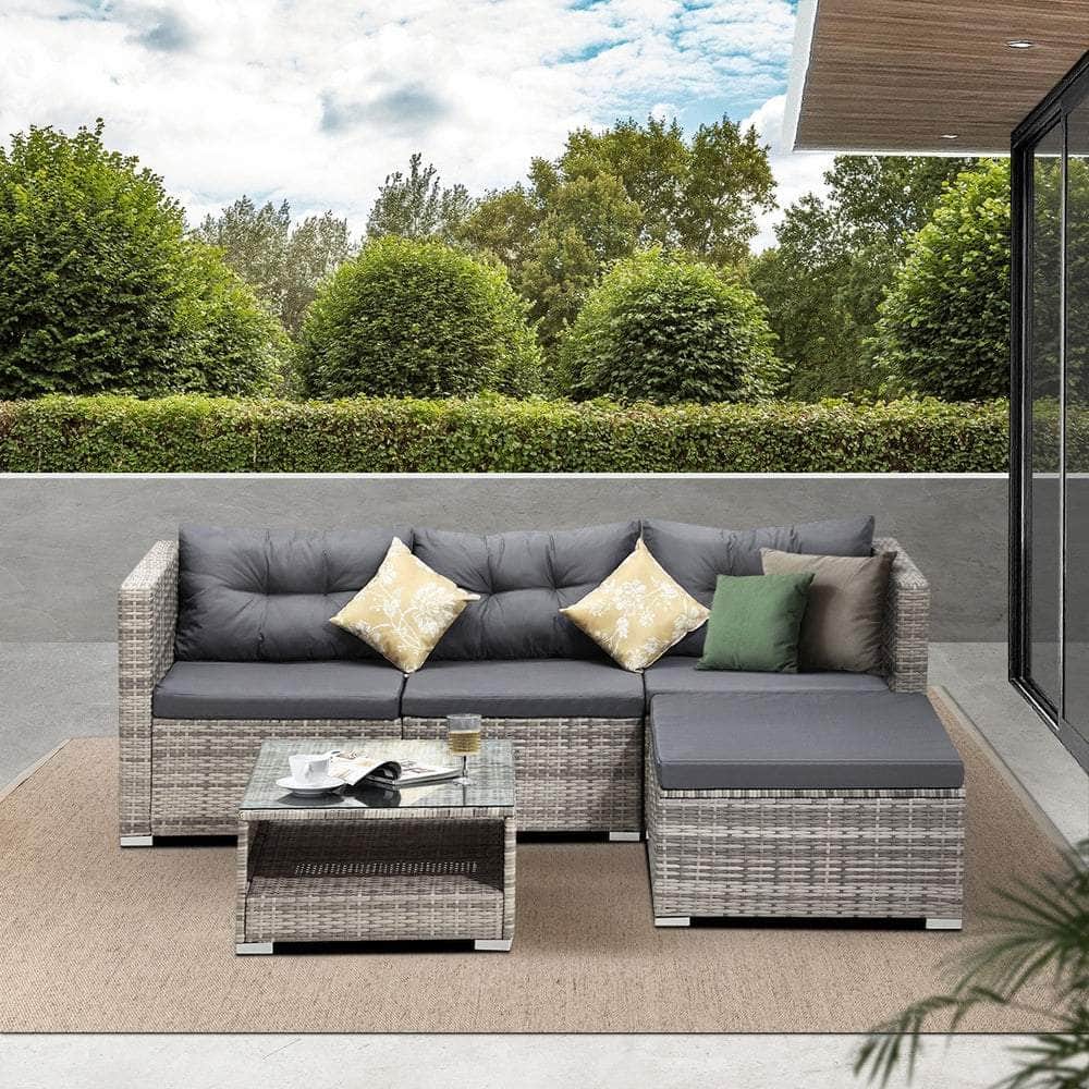 Outdoor Lounge Setting 5pc Wicker Sofa Set Rattan