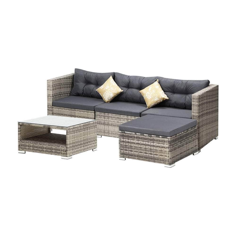 Outdoor Lounge Setting 5pc Wicker Sofa Set Rattan