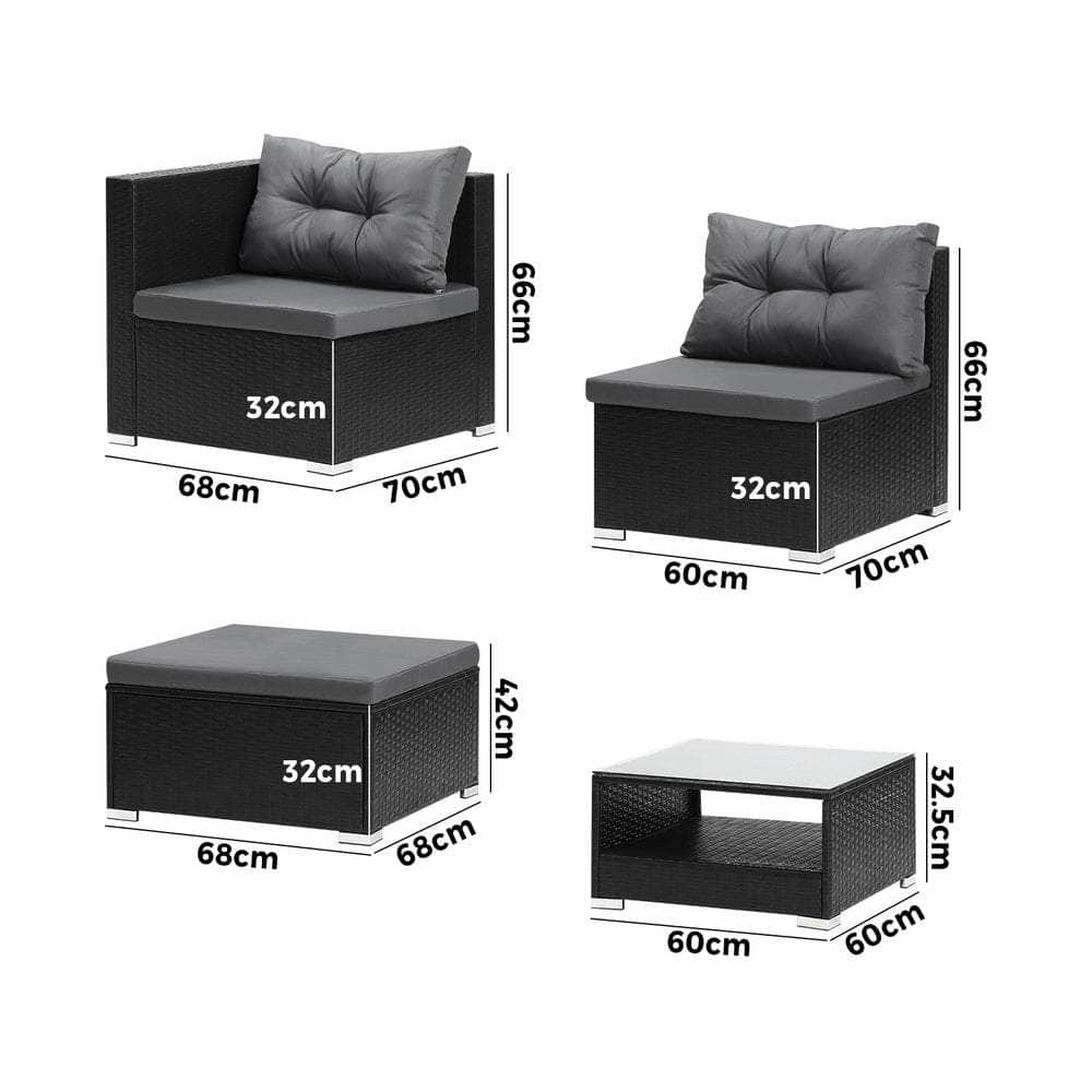 Outdoor Lounge Setting 7pc Wicker Sofa Set Rattan