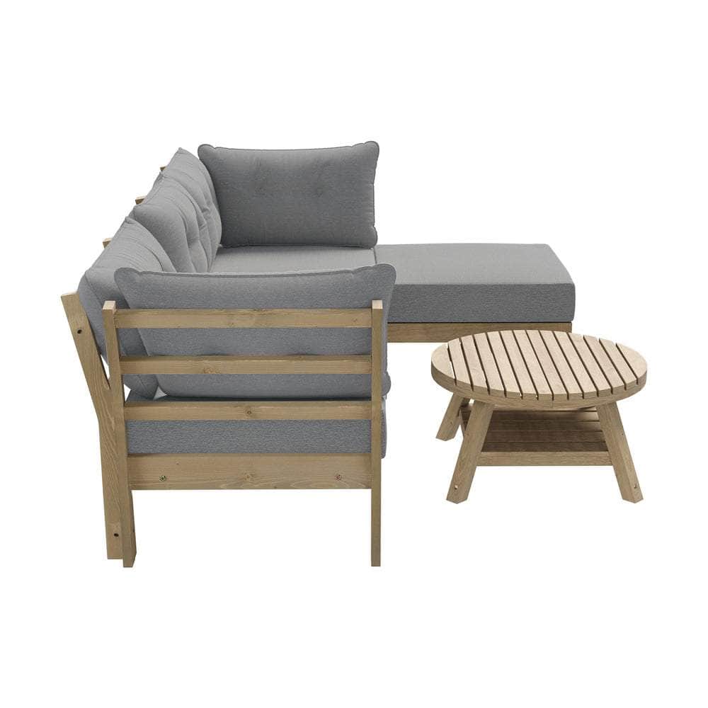 Outdoor Lounge Sofa Set 7 Piece Grey Rattan Garden Furniture for Patio