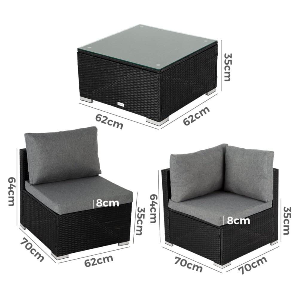 Outdoor Modular Lounge Sofa Bondi-Black