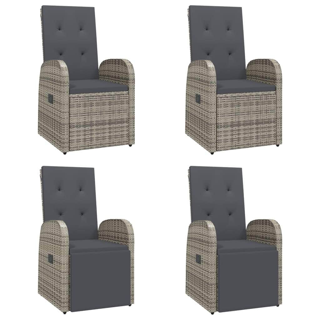 Outdoor Oasis: Luxurious 5-Piece Grey Poly Rattan Dining Set with Cushions