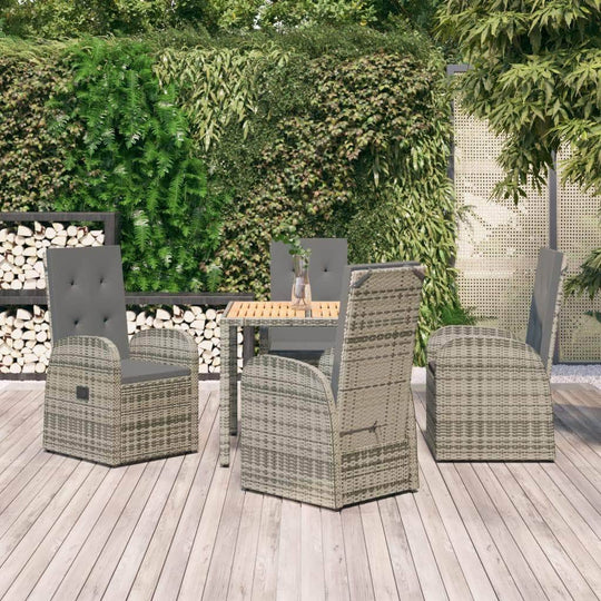 Outdoor Oasis: Luxurious 5-Piece Grey Poly Rattan Dining
