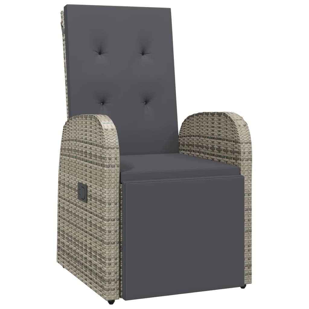 Outdoor Oasis: Luxurious 5-Piece Grey Poly Rattan Dining Set with Cushions