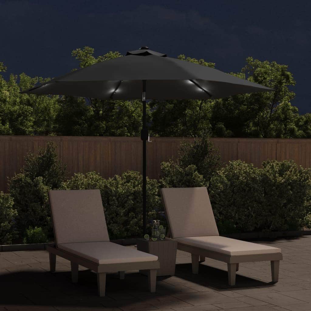 Outdoor Parasol with LED Lights and Steel Pole 300cm Anthracite - Simple deals