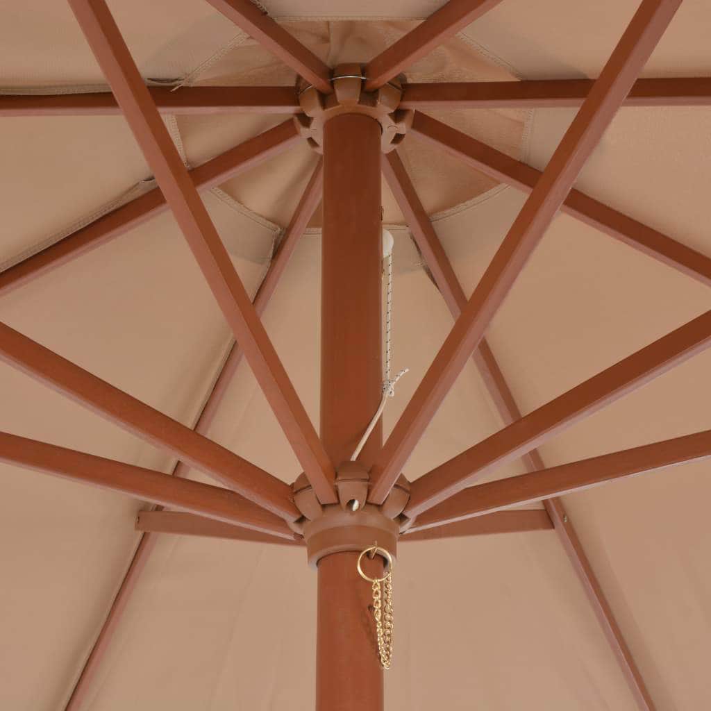 Outdoor Parasol with Wooden Pole 300 cm Taupe - Simple deals