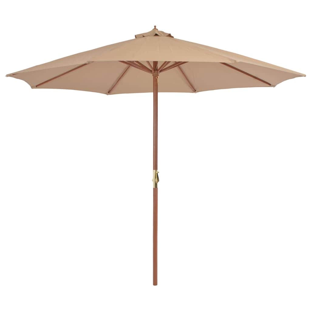 Outdoor Parasol with Wooden Pole 300 cm Taupe - Simple deals