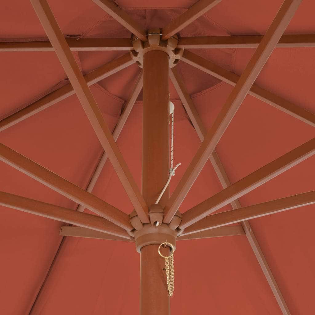 Outdoor Parasol with Wooden Pole 300 cm Terracotta