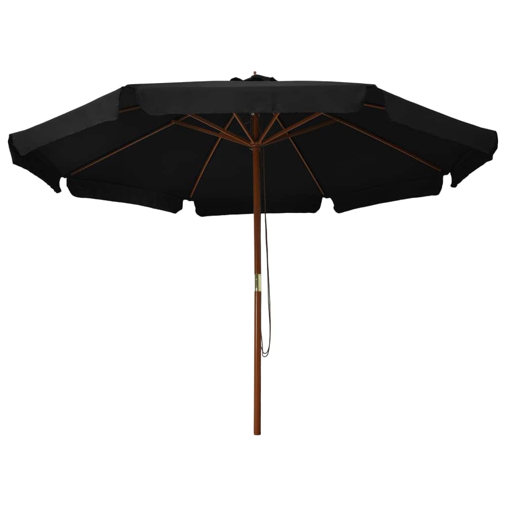 Outdoor Parasol with Wooden Pole 330 cm Black