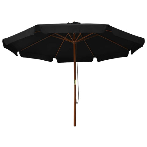 Outdoor Parasol with Wooden Pole 330 cm Black