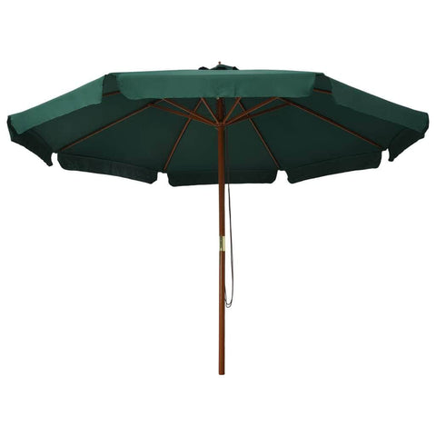 Outdoor Parasol with Wooden Pole 330 cm Green