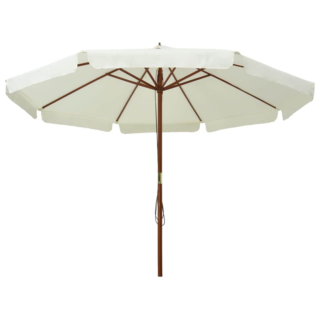 Outdoor Parasol with Wooden Pole 330 cm Sand White