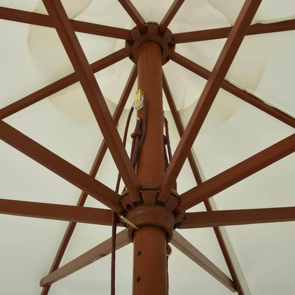 Outdoor Parasol with Wooden Pole 330 cm Sand White