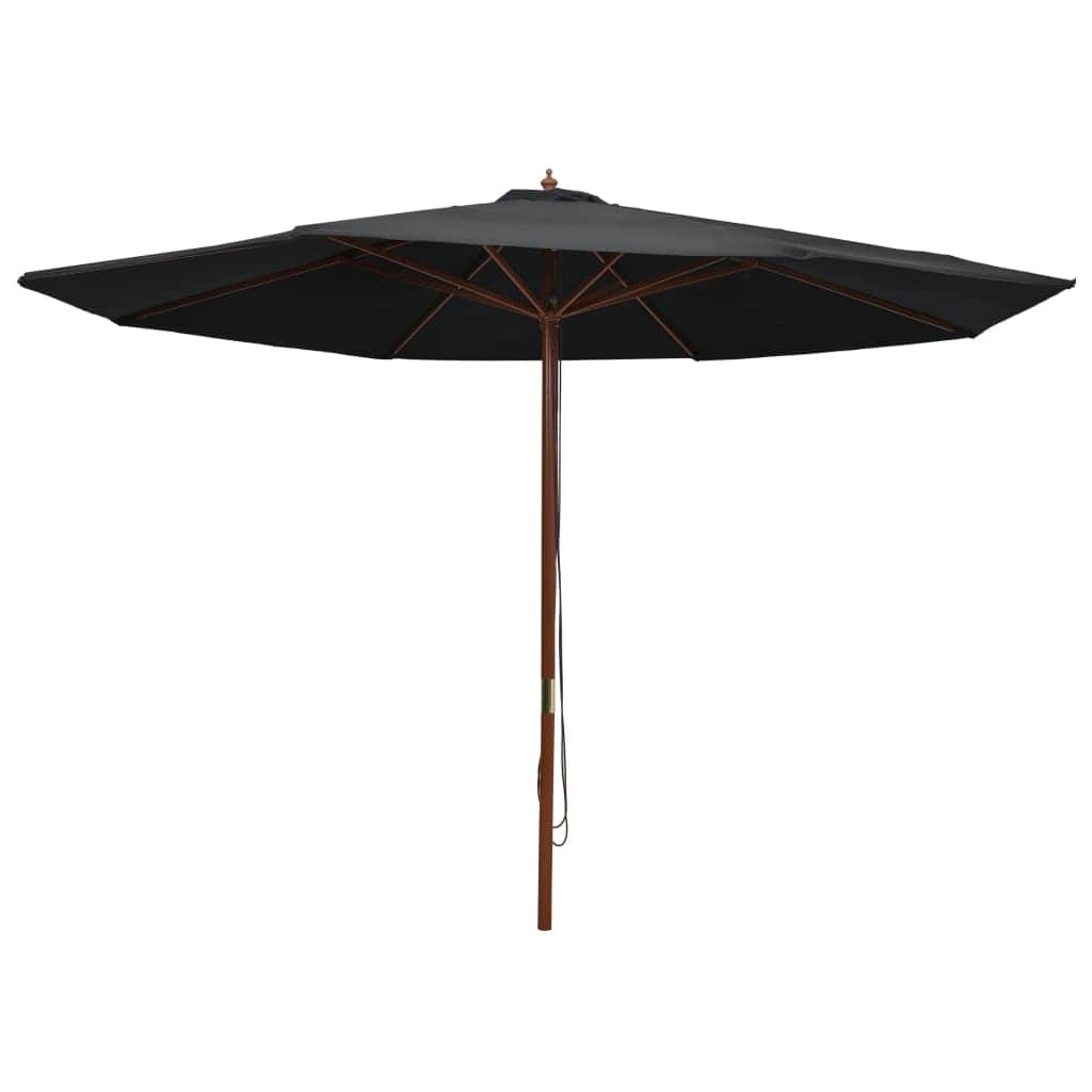 Outdoor Parasol with Wooden Pole 350 cm Black