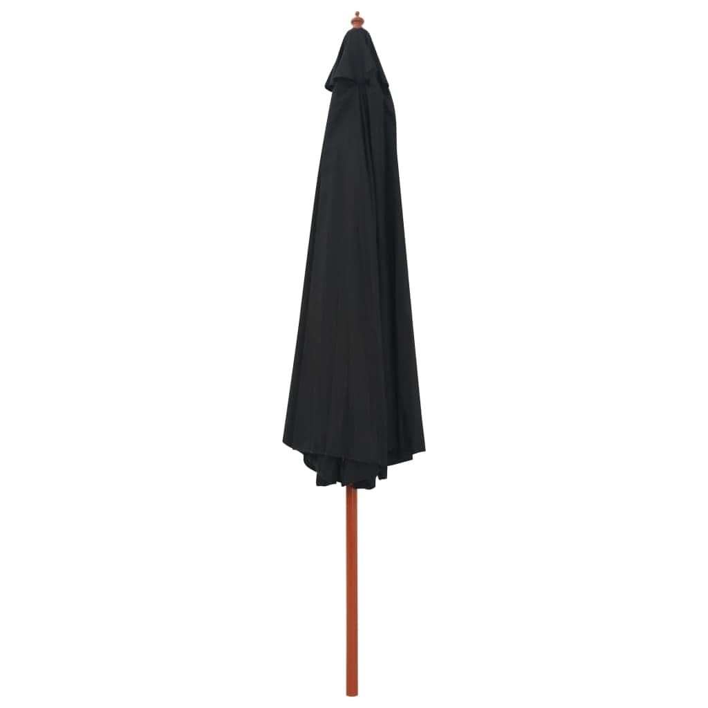 Outdoor Parasol with Wooden Pole 350 cm Black