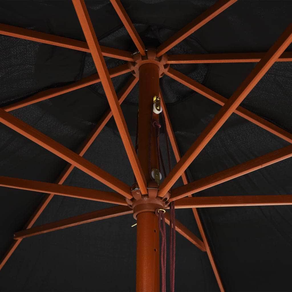 Outdoor Parasol with Wooden Pole 350 cm Black