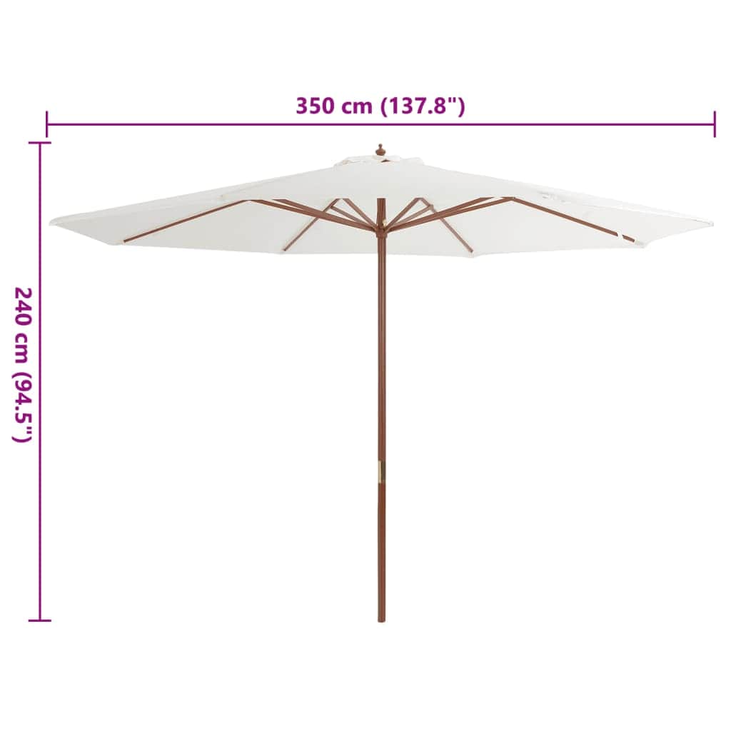 Outdoor Parasol with Wooden Pole 350 cm Sand White