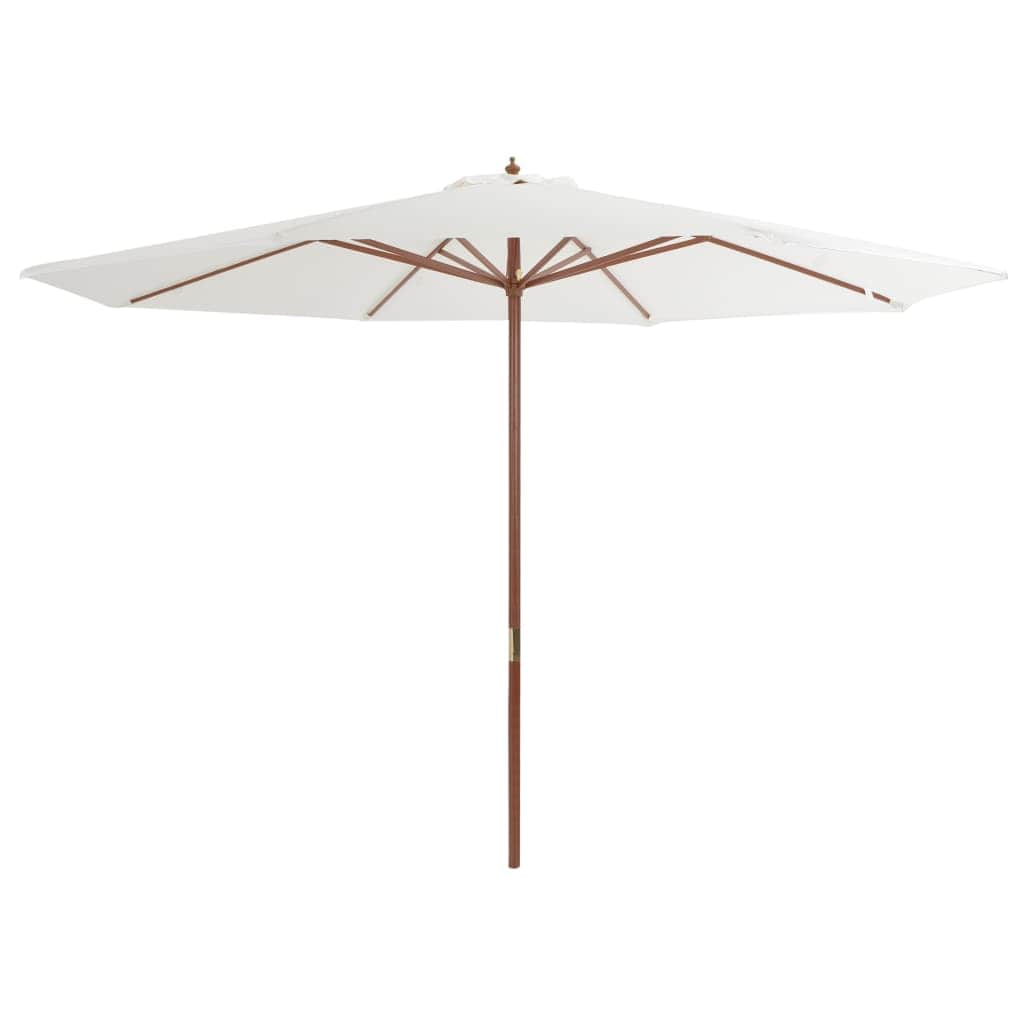 Outdoor Parasol with Wooden Pole 350 cm Sand White - Simple deals