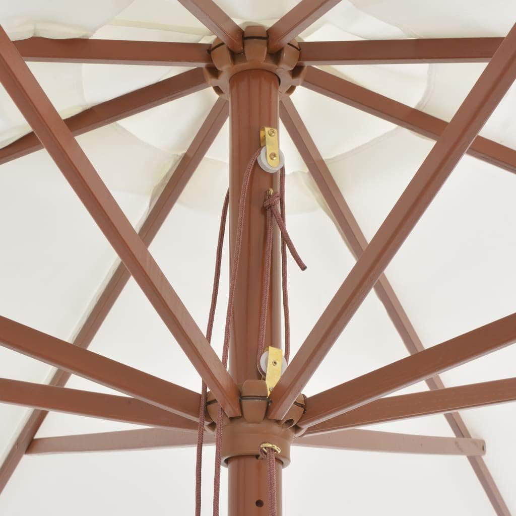 Outdoor Parasol with Wooden Pole 350 cm Sand White - Simple deals