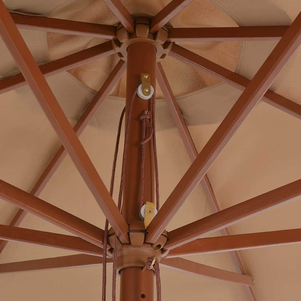 Outdoor Parasol with Wooden Pole 350 cm Taupe - Simple deals