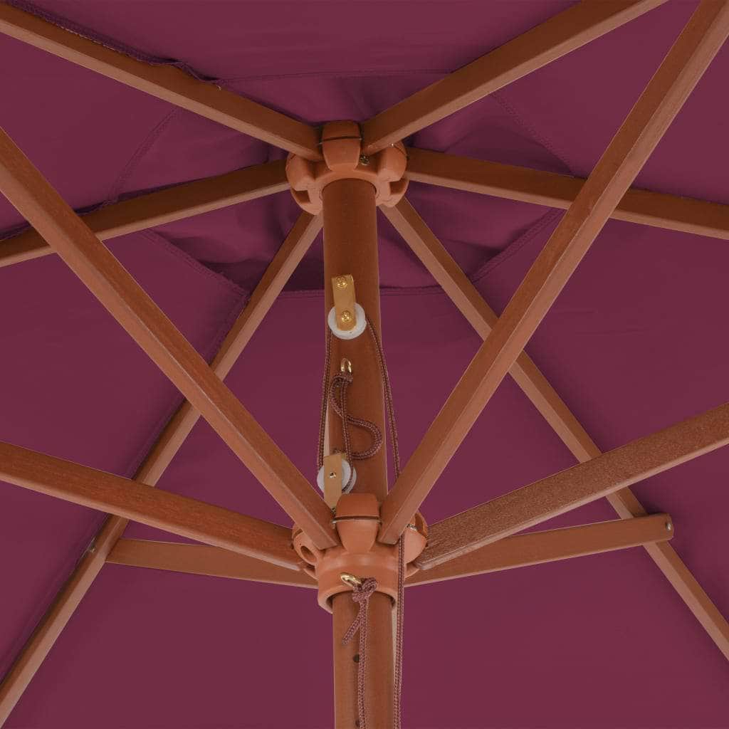 Outdoor Parasol with Wooden Pole  Bordeaux Red