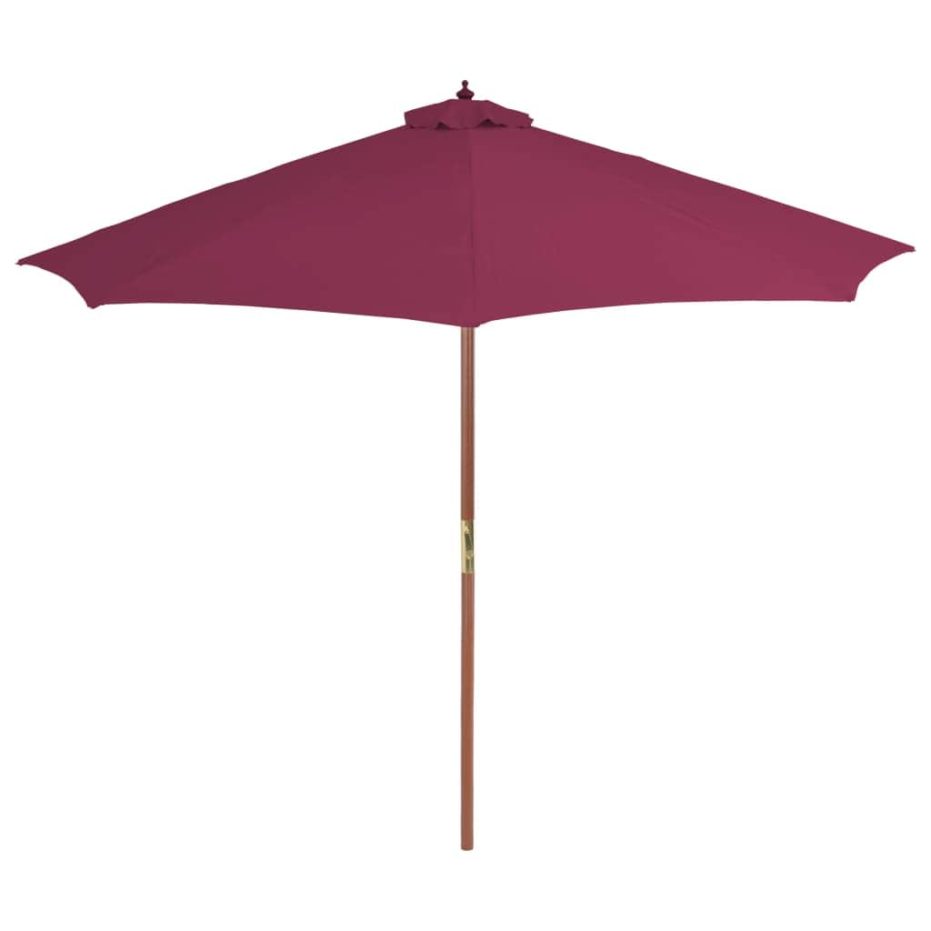 Outdoor Parasol with Wooden Pole Bordeaux Red