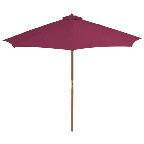 Outdoor Parasol with Wooden Pole Bordeaux Red