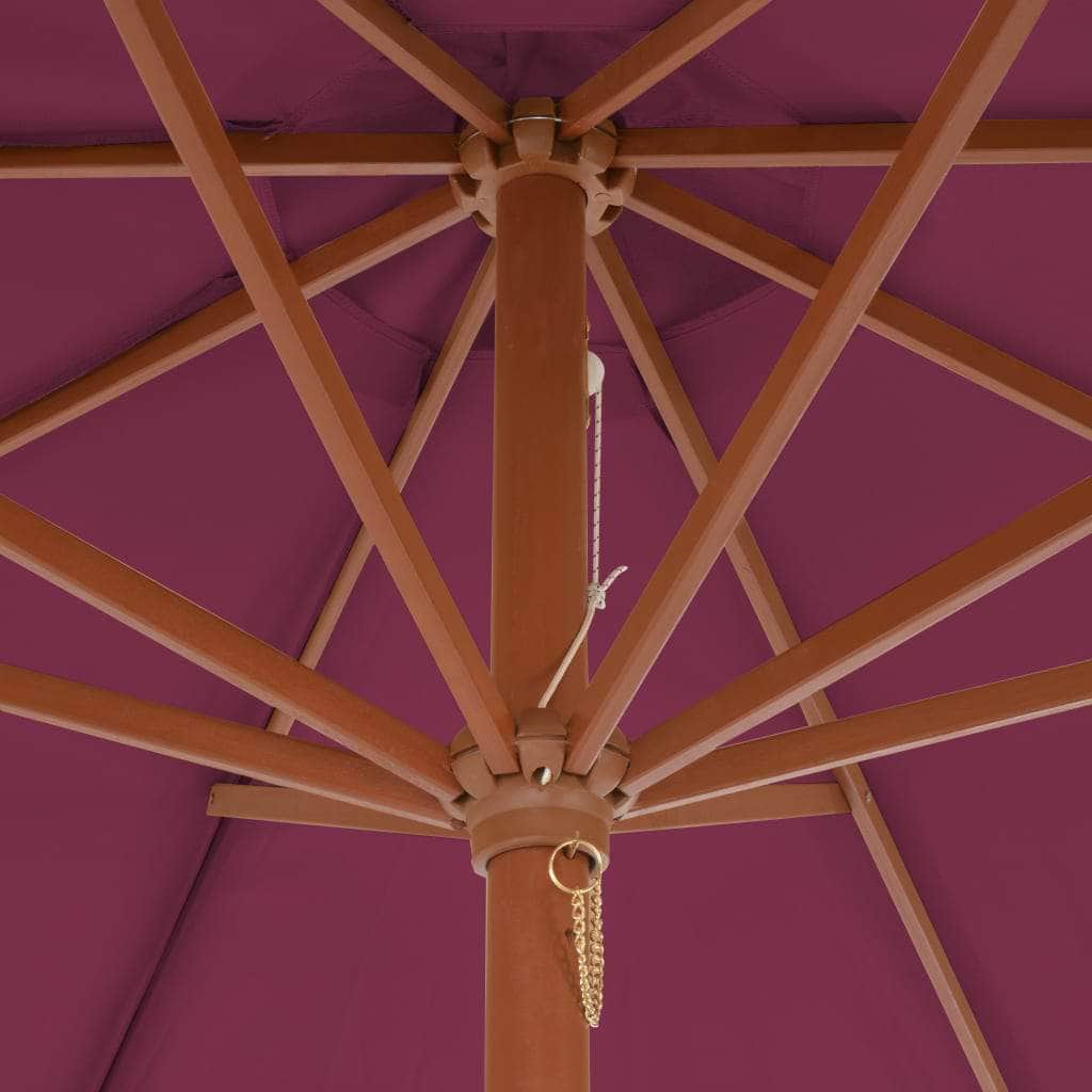 Outdoor Parasol with Wooden Pole Bordeaux Red