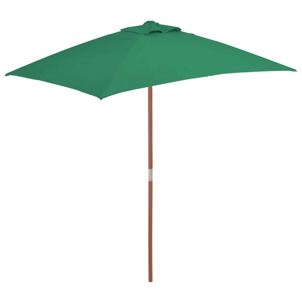 Outdoor Parasol with Wooden Pole  Green