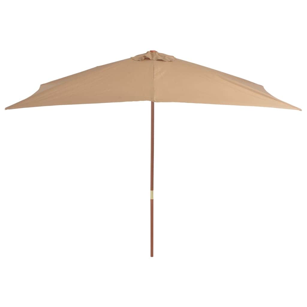 Outdoor Parasol with Wooden Pole  Taupe