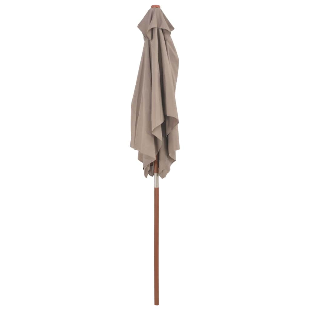 Outdoor Parasol with Wooden Pole - Taupe
