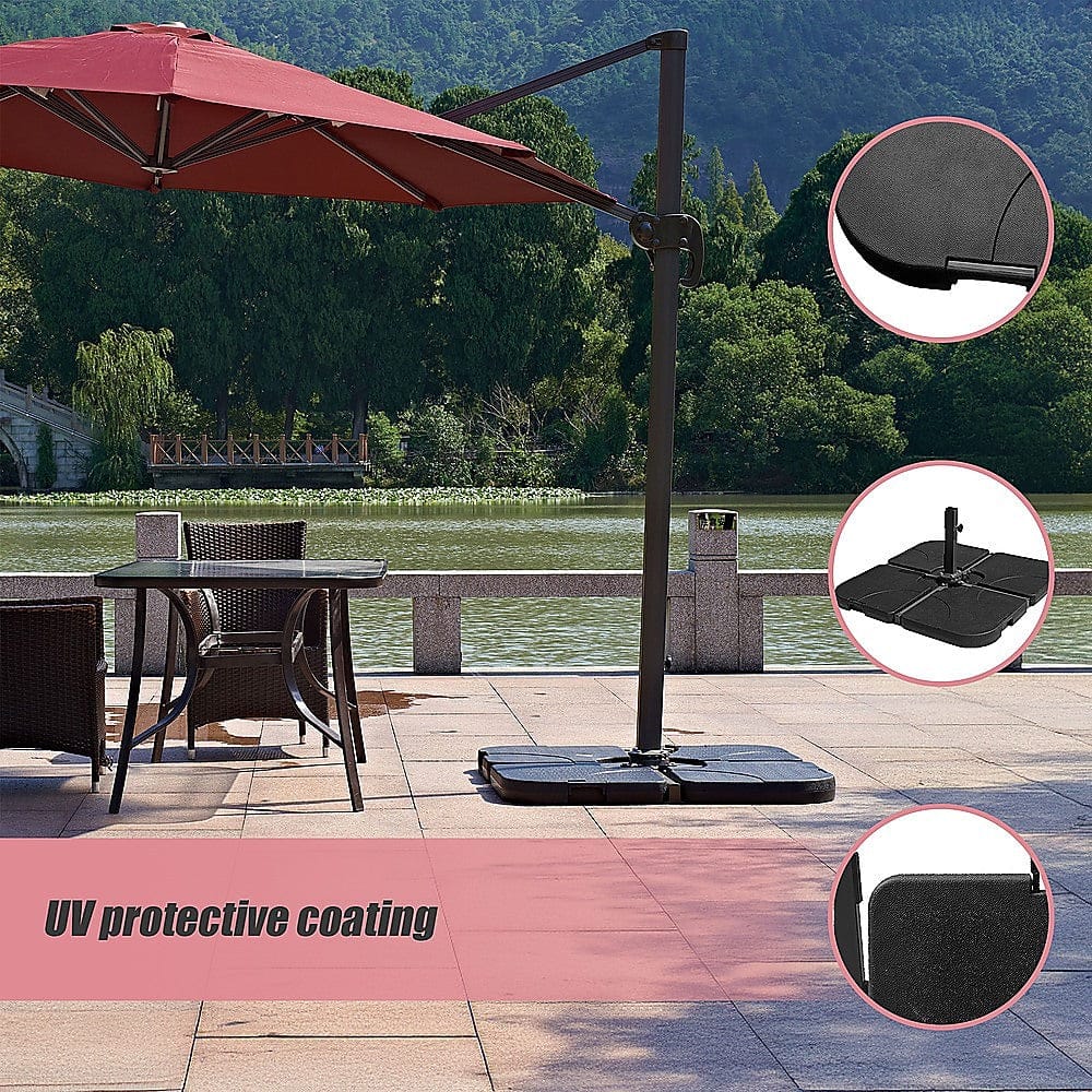Outdoor Patio 4-Piece Cantilever Offset Umbrella Base, Stand Weight Water Sand - photo 15