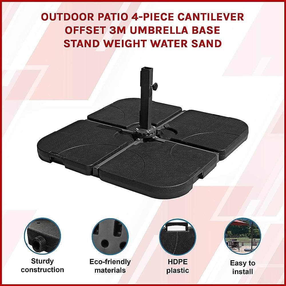 Outdoor Patio 4-Piece Cantilever Offset Umbrella Base