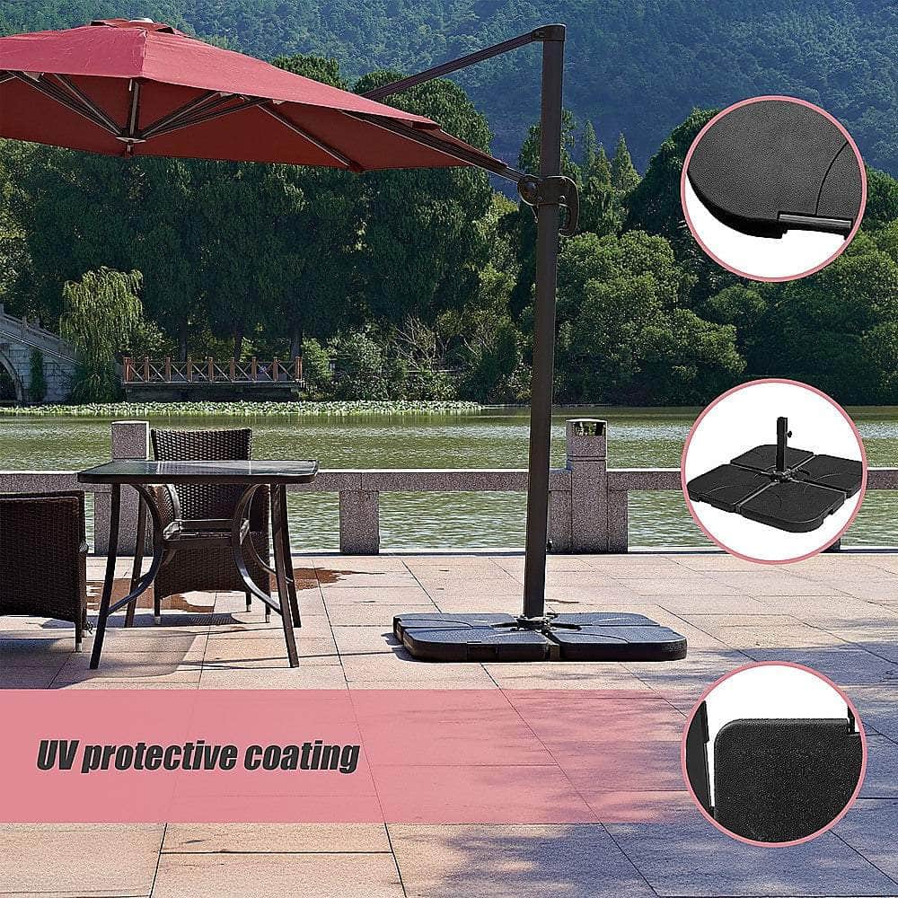 Outdoor Patio 4-Piece Cantilever Offset Umbrella Base