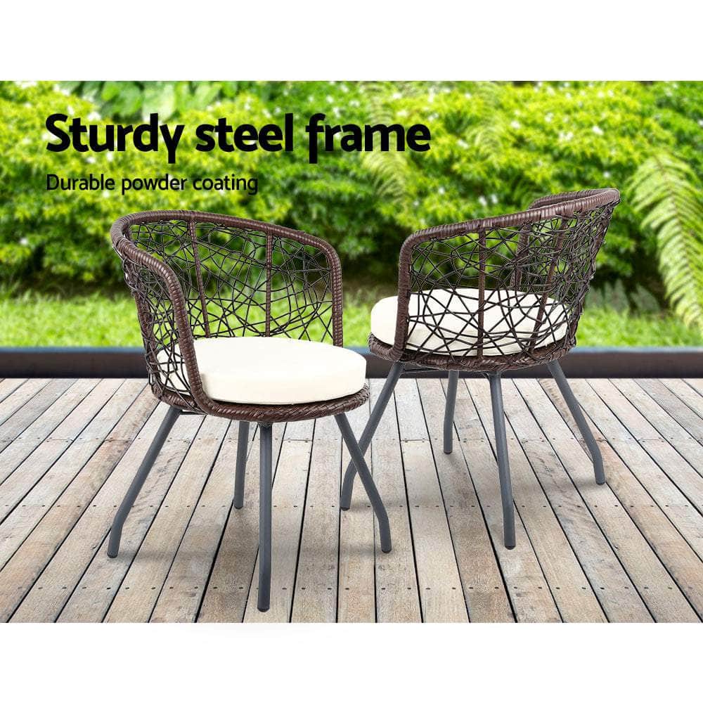 Outdoor Patio Chair and Table - Brown