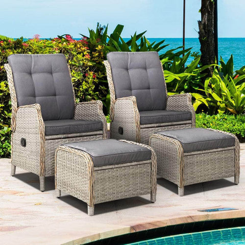 Outdoor Patio Furniture Wicker Sofa Lounger 2pcs